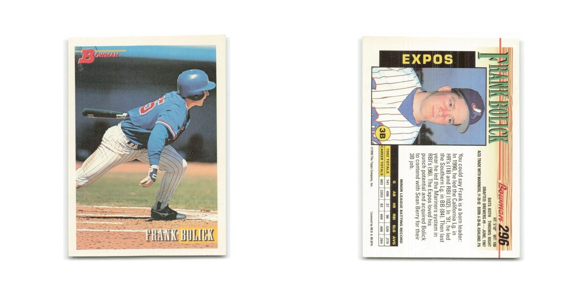 Frank Bolick 1993 Bowman #296 Montreal Expos Baseball Card NM