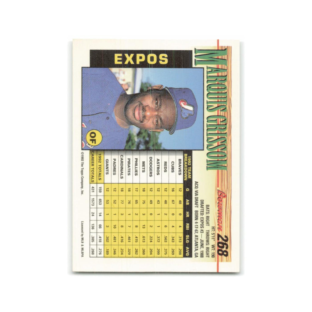 Marquis Grissom 1993 Bowman #268 Montreal Expos Baseball Card NM