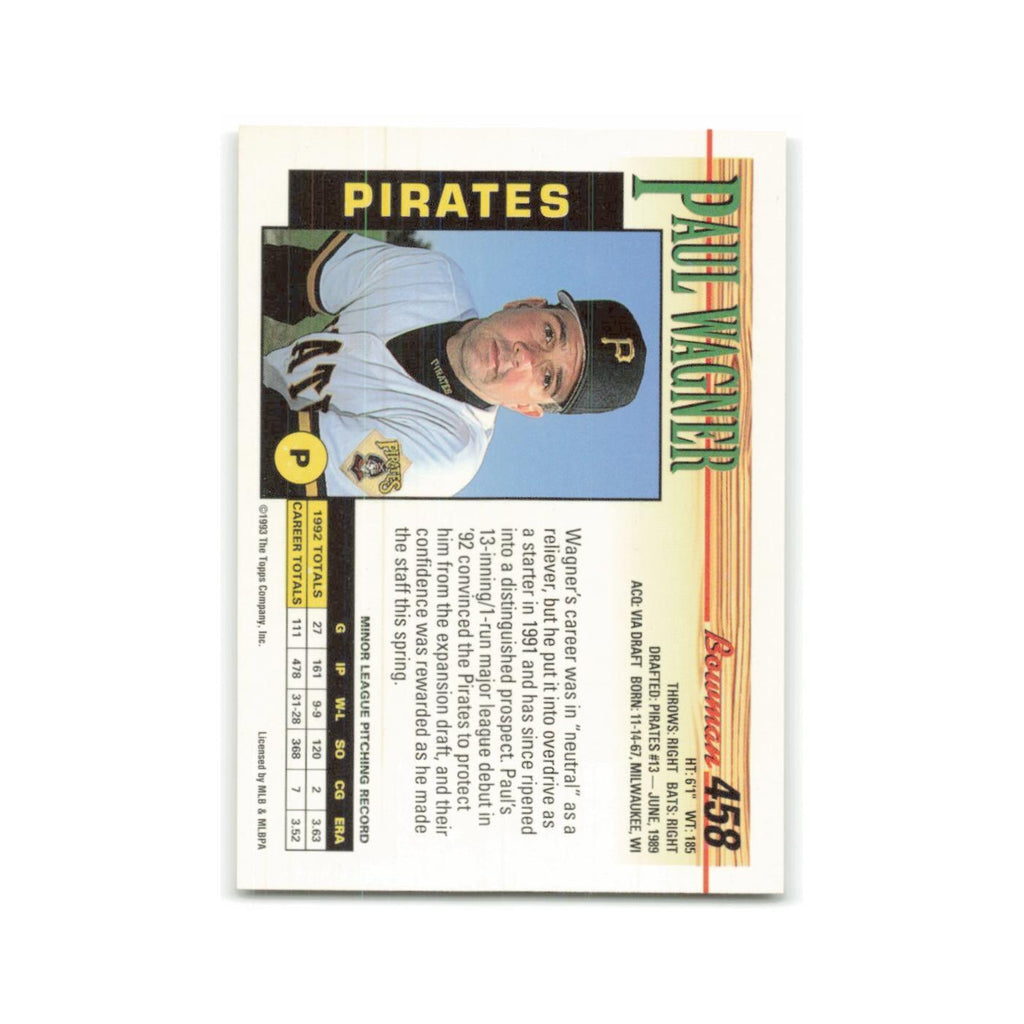 Paul Wagner 1993 Bowman #458 Pittsburgh Pirates Baseball Card NM