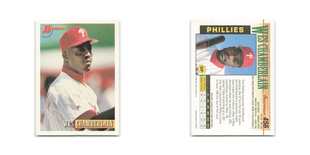 Wes Chamberlain 1993 Bowman #456 Philadelphia Phillies Baseball Card NM