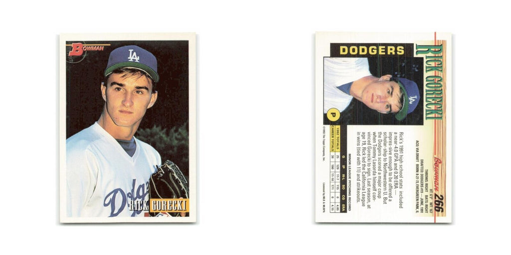 Rick Gorecki Rookie 1993 Bowman #266 Los Angeles Dodgers Baseball Card NM
