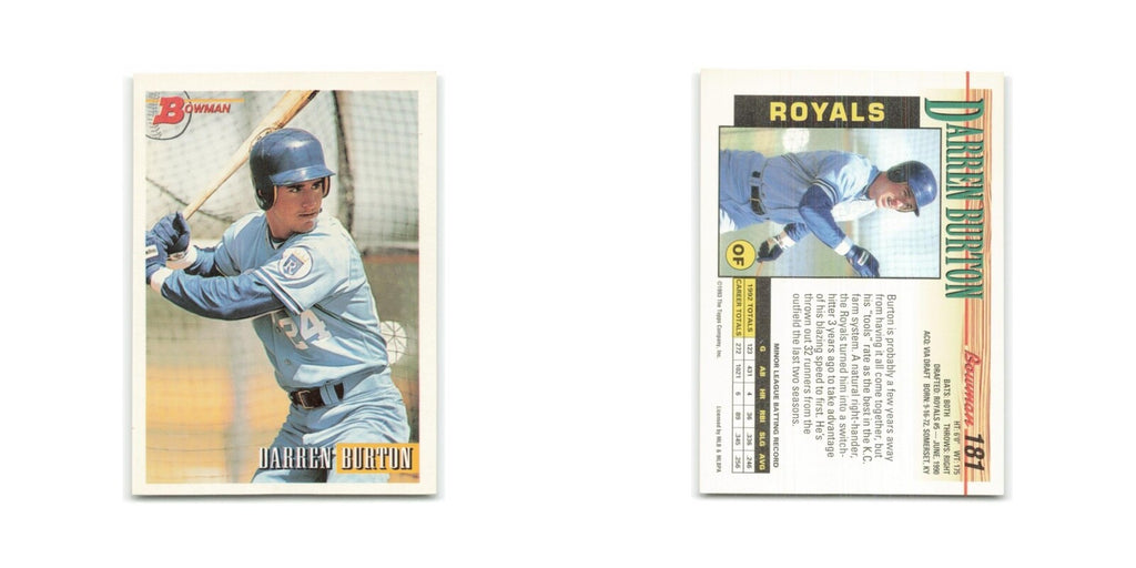Darren Burton 1993 Bowman #181 Kansas City Royals Baseball Card NM