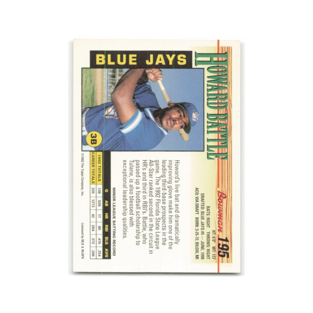 Howard Battle 1993 Bowman #195 Toronto Blue Jays Baseball Card NM