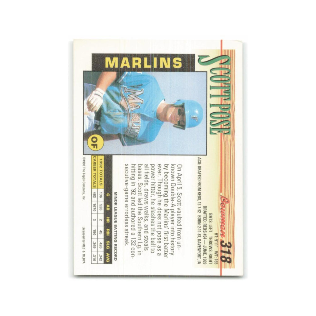 Scott Pose Rookie 1993 Bowman #318 Florida Marlins Baseball Card NM