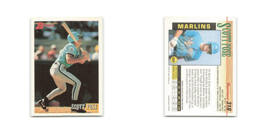 Scott Pose Rookie 1993 Bowman #318 Florida Marlins Baseball Card NM