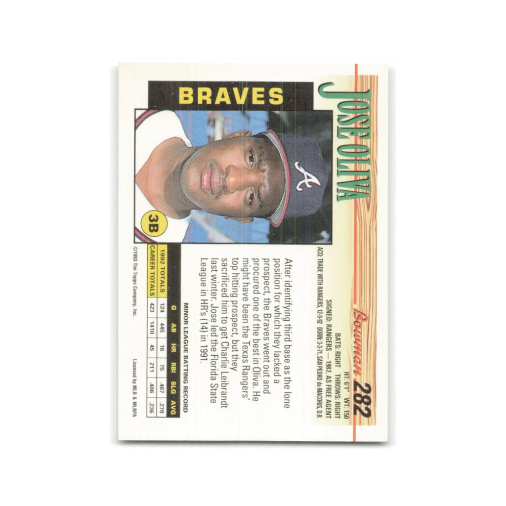 Jose Oliva 1993 Bowman #282 Atlanta Braves Baseball Card NM