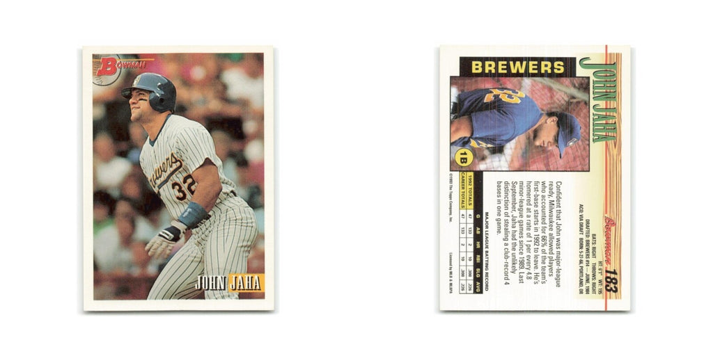 John Jaha 1993 Bowman #183 Milwaukee Brewers Baseball Card NM