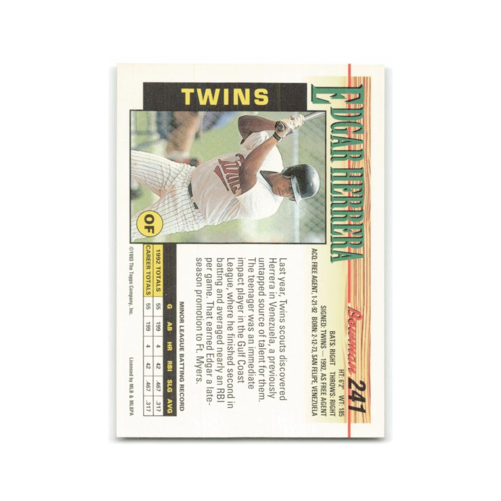 Edgar Herrera Rookie 1993 Bowman #241 Minnesota Twins Baseball Card NM