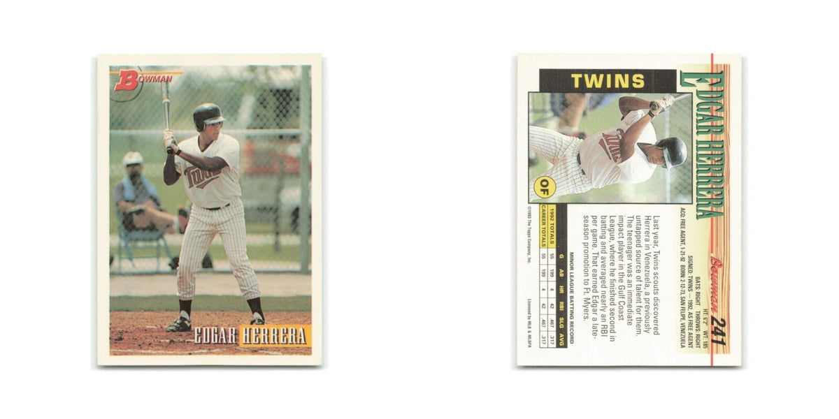 Edgar Herrera Rookie 1993 Bowman #241 Minnesota Twins Baseball Card NM