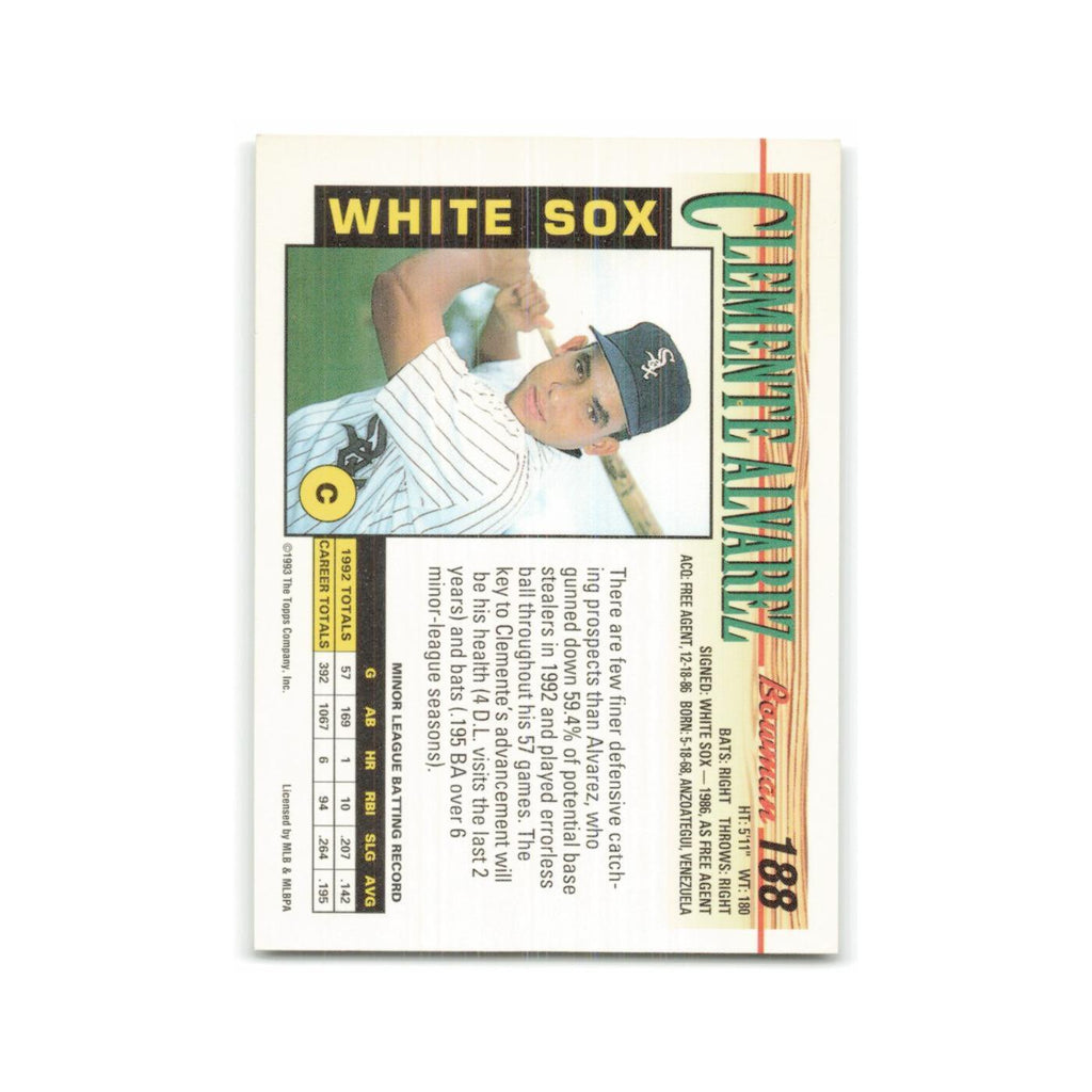 Clemente Alvarez Rookie 1993 Bowman #188 Chicago White Sox Baseball Card NM