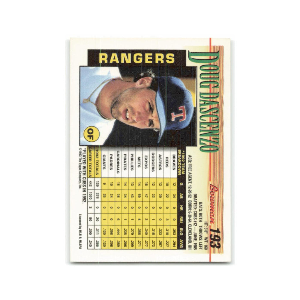Doug Dascenzo 1993 Bowman #193 Texas Rangers Baseball Card NM