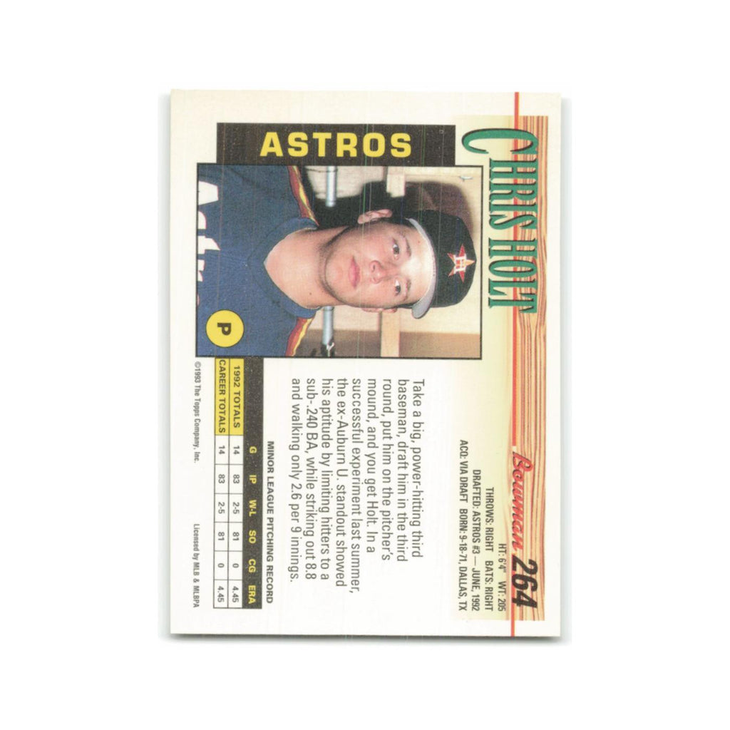 Chris Holt Rookie 1993 Bowman #264 Houston Astros Baseball Card NM