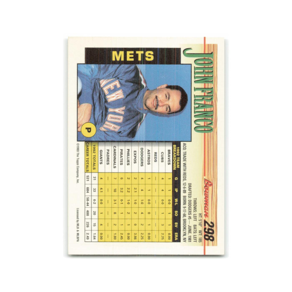 John Franco 1993 Bowman #298 New York Mets Baseball Card NM