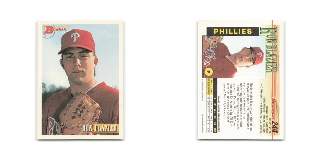 Ron Blazier Rookie 1993 Bowman #244 Philadelphia Phillies Baseball Card NM