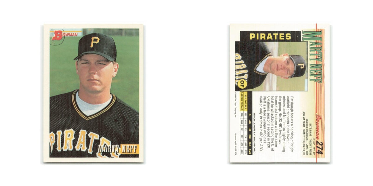 Marty Neff 1993 Bowman #274 Pittsburgh Pirates Baseball Card NM