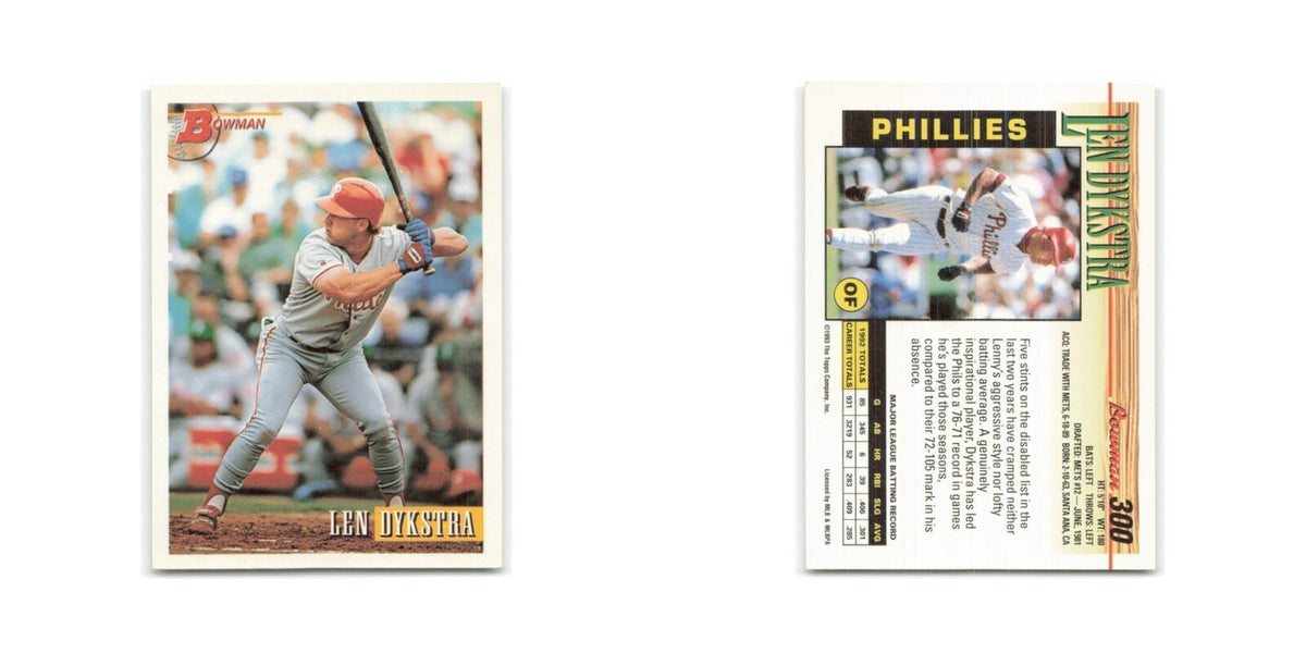 Lenny Dykstra 1993 Bowman #300 Philadelphia Phillies Baseball Card NM