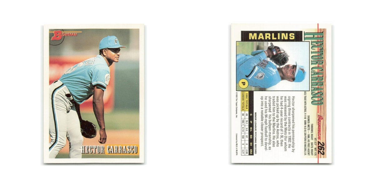 Hector Carrasco Rookie 1993 Bowman #262 Florida Marlins Baseball Card NM
