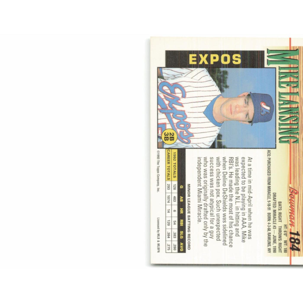 Mike Lansing Rookie 1993 Bowman #184 Montreal Expos Baseball Card NM
