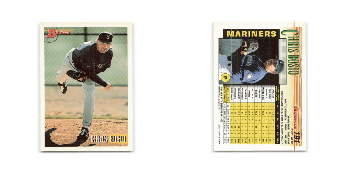 Chris Bosio 1993 Bowman #191 Seattle Mariners Baseball Card NM