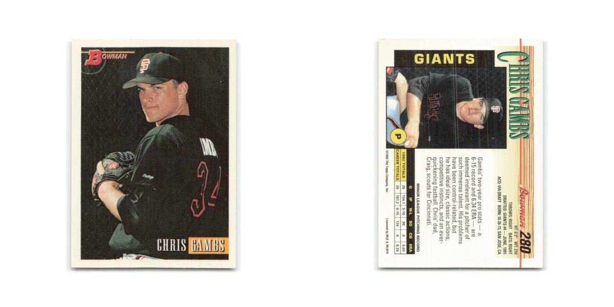 Chris Gambs 1993 Bowman #280 San Francisco Giants Baseball Card NM