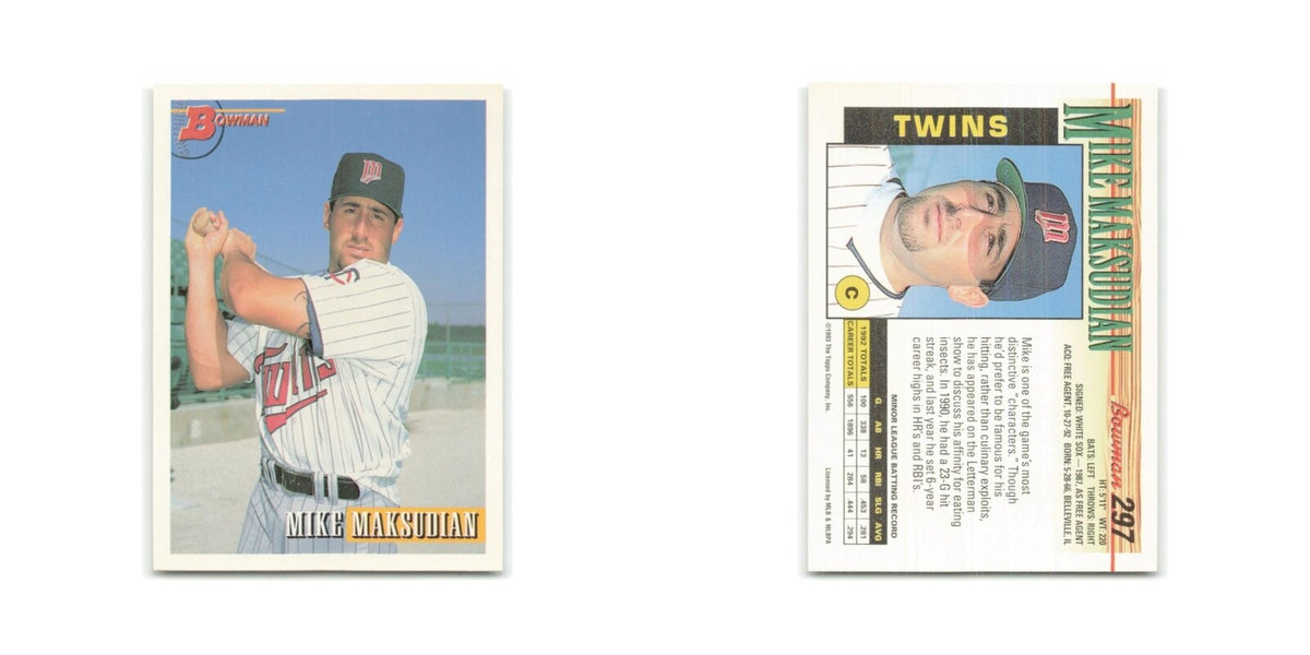 Mike Maksudian Rookie 1993 Bowman #297 Minnesota Twins Baseball Card NM
