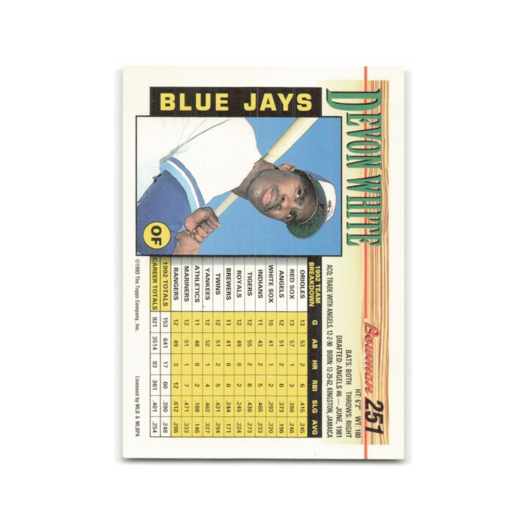Devon White 1993 Bowman #251 Toronto Blue Jays Baseball Card NM