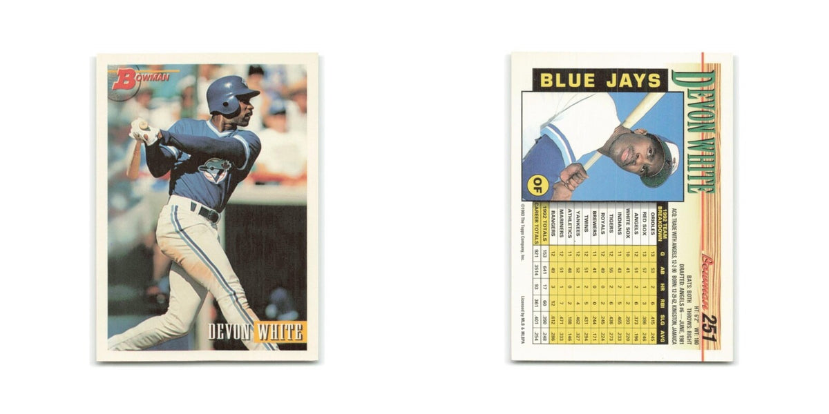 Devon White 1993 Bowman #251 Toronto Blue Jays Baseball Card NM