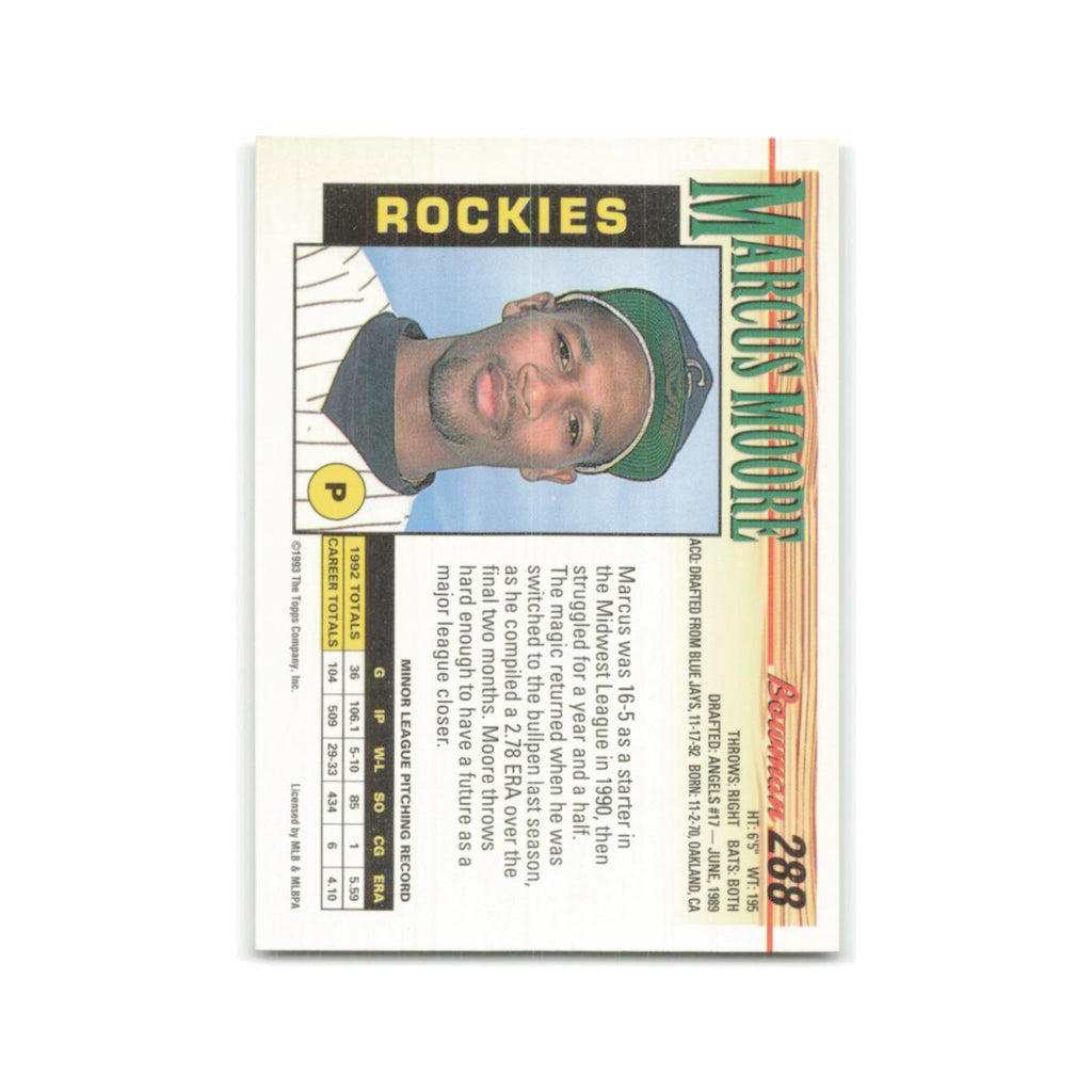 Marcus Moore Rookie 1993 Bowman #288 Colorado Rockies Baseball Card NM