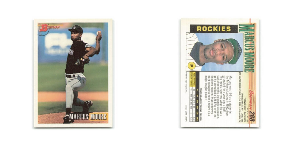 Marcus Moore Rookie 1993 Bowman #288 Colorado Rockies Baseball Card NM
