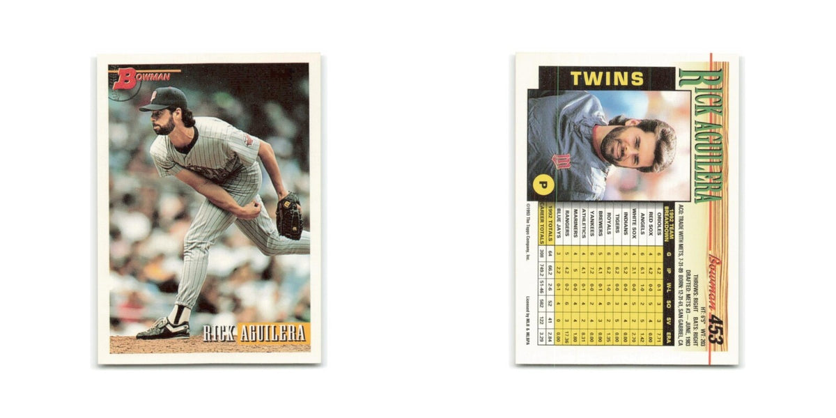 Rick Aguilera 1993 Bowman #453 Minnesota Twins Baseball Card NM