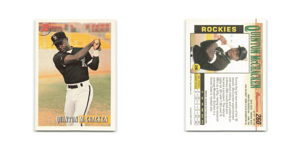 Quinton McCracken Rookie 1993 Bowman #260 Colorado Rockies Baseball Card NM