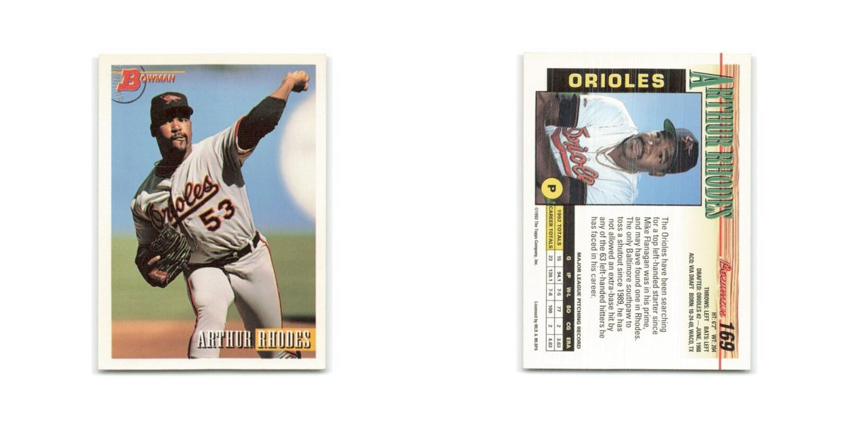 Arthur Rhodes 1993 Bowman #169 Baltimore Orioles Baseball Card NM