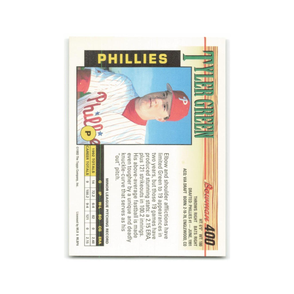Tyler Green 1993 Bowman #400 Philadelphia Phillies Baseball Card NM