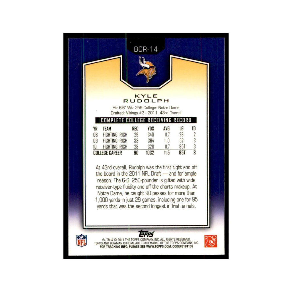 2011 Bowman Chrome Gold Kyle Rudolph RC Football Cards #BCR-14