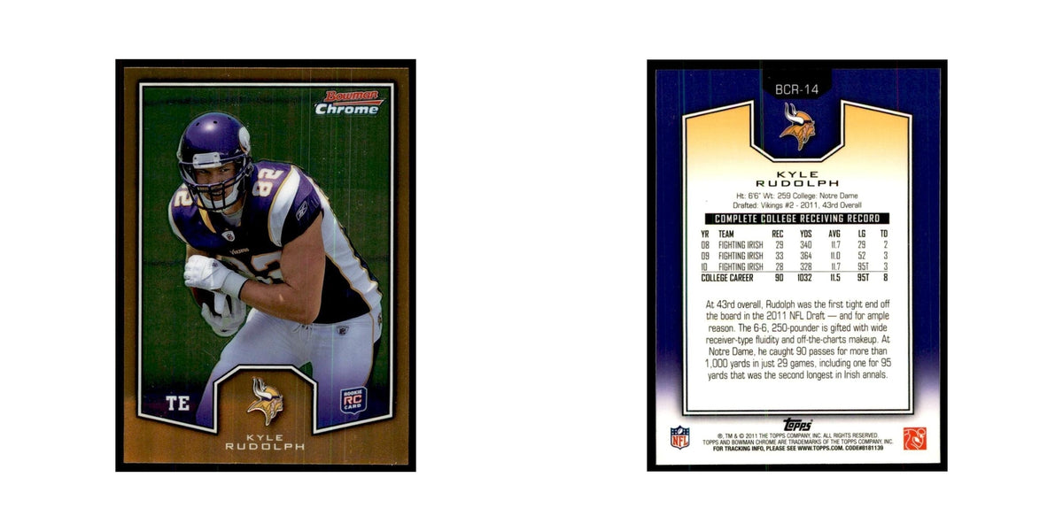 2011 Bowman Chrome Gold Kyle Rudolph RC Football Cards #BCR-14
