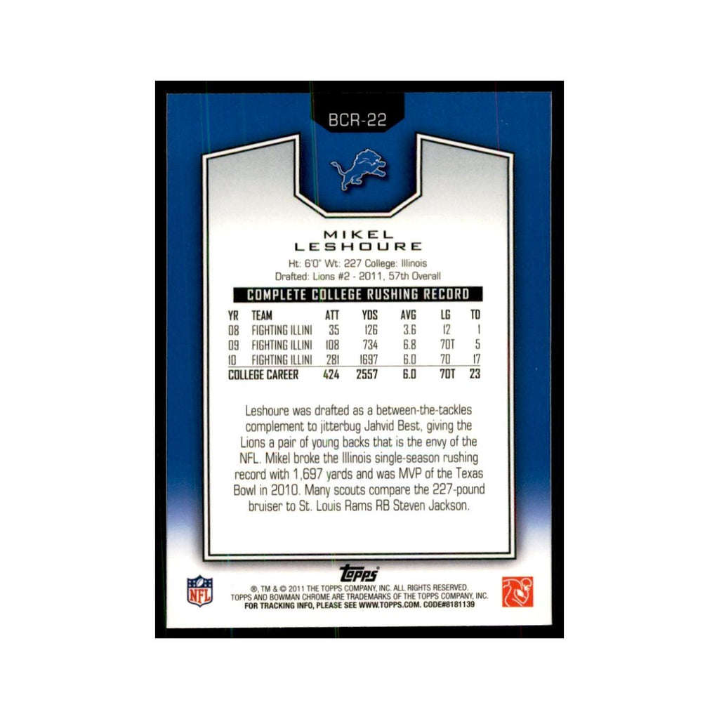 2011 Bowman Chrome Gold Mikel Leshoure RC Football Cards #BCR-22