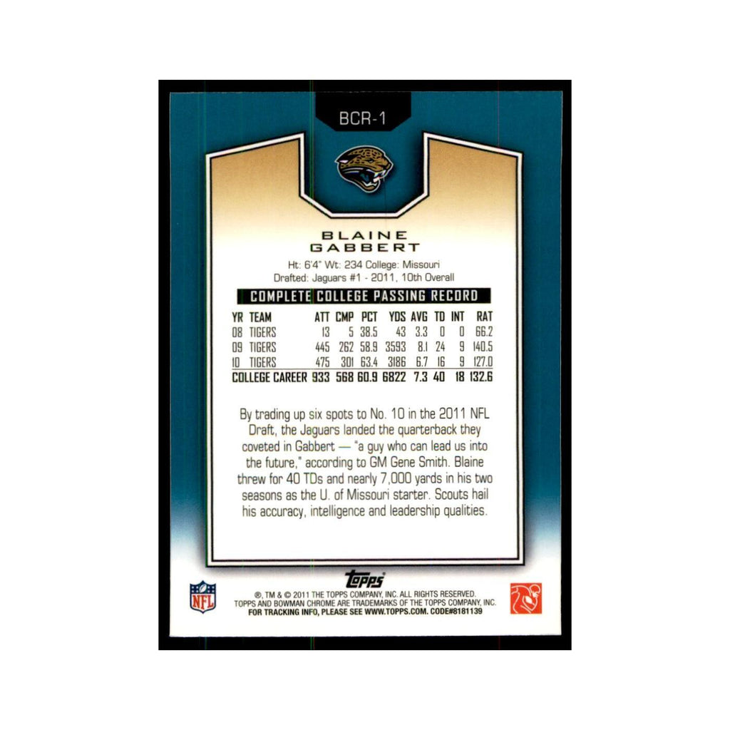 2011 Bowman Chrome Gold Blaine Gabbert RC Football Cards #BCR-1