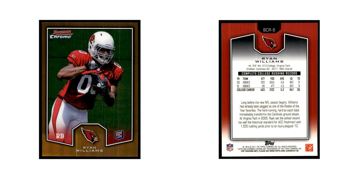 2011 Bowman Chrome Gold Ryan Williams RC Football Cards #BCR-6