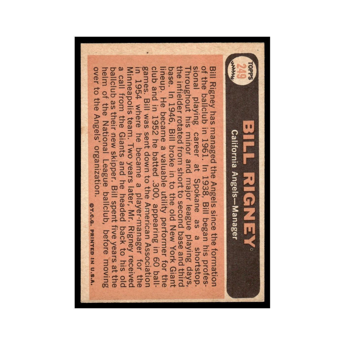 1966 Topps Bill Rigney Angels #249