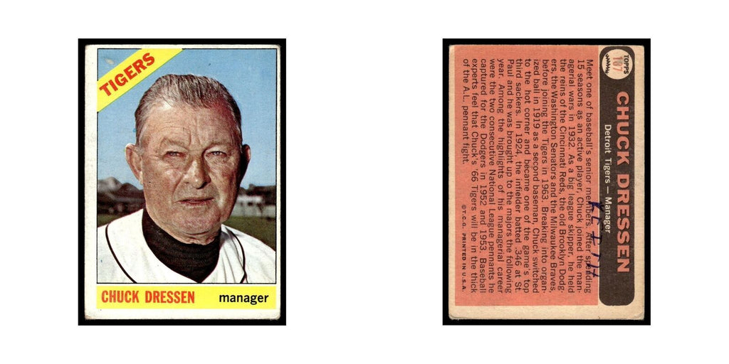 1966 Topps Chuck Dressen Tigers #187