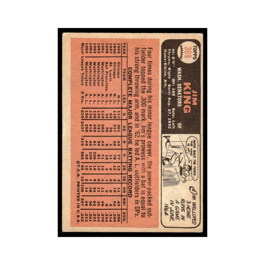 1966 Topps Jim King Washington Senators #369