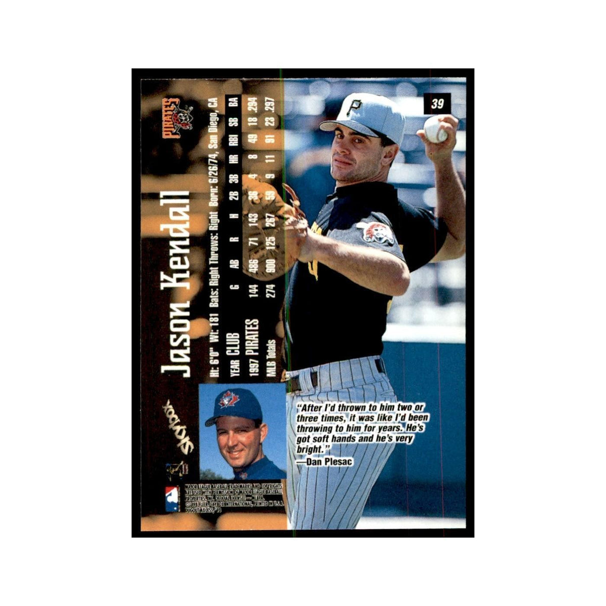 1998 SkyBox Dugout Axcess Jason Kendall Baseball Cards #39