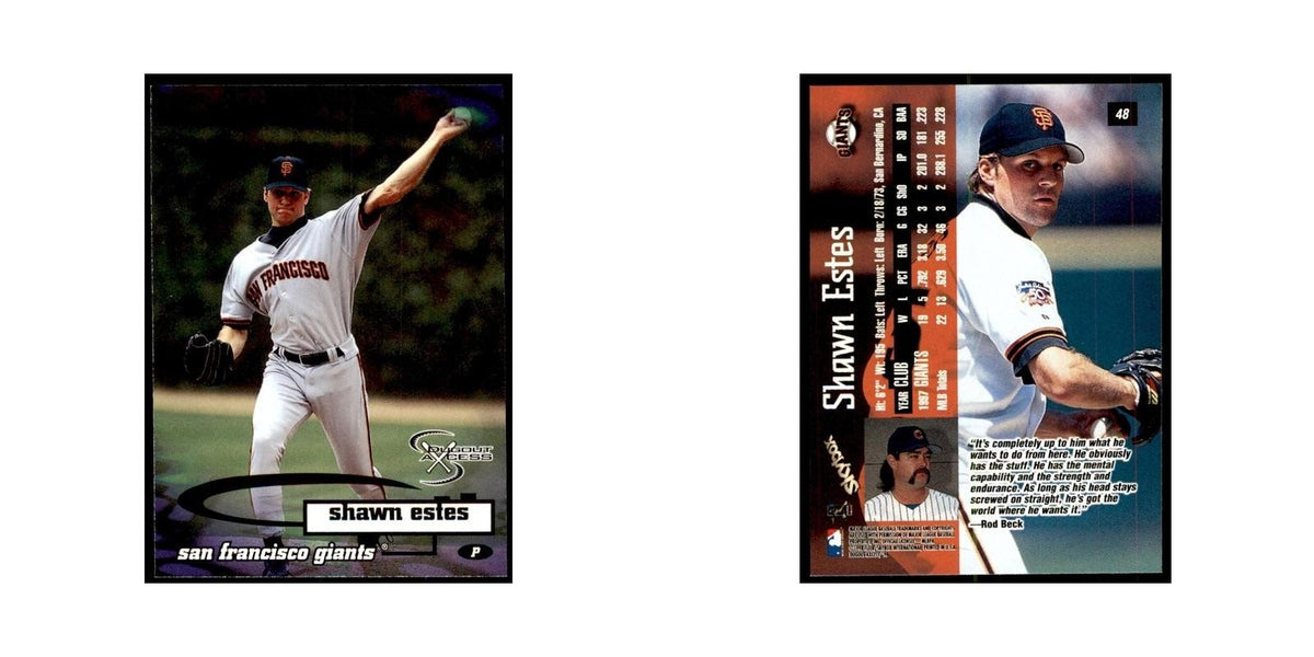 1998 SkyBox Dugout Axcess Shawn Estes Baseball Cards #48