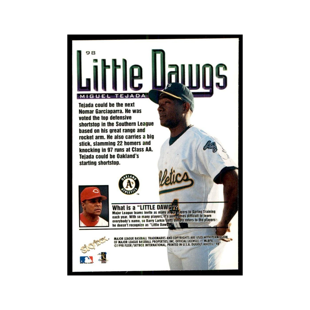 1998 SkyBox Dugout Axcess Miguel Tejada Baseball Cards #98
