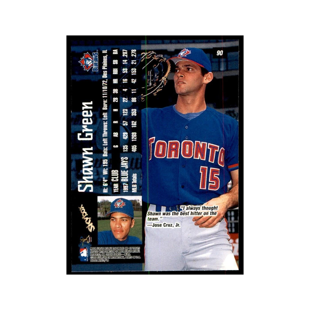 1998 SkyBox Dugout Axcess Shawn Green Baseball Cards #90
