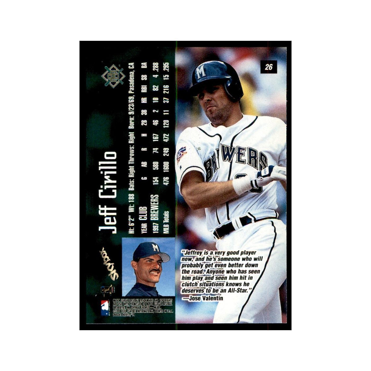 1998 SkyBox Dugout Axcess Jeff Cirillo Baseball Cards #26