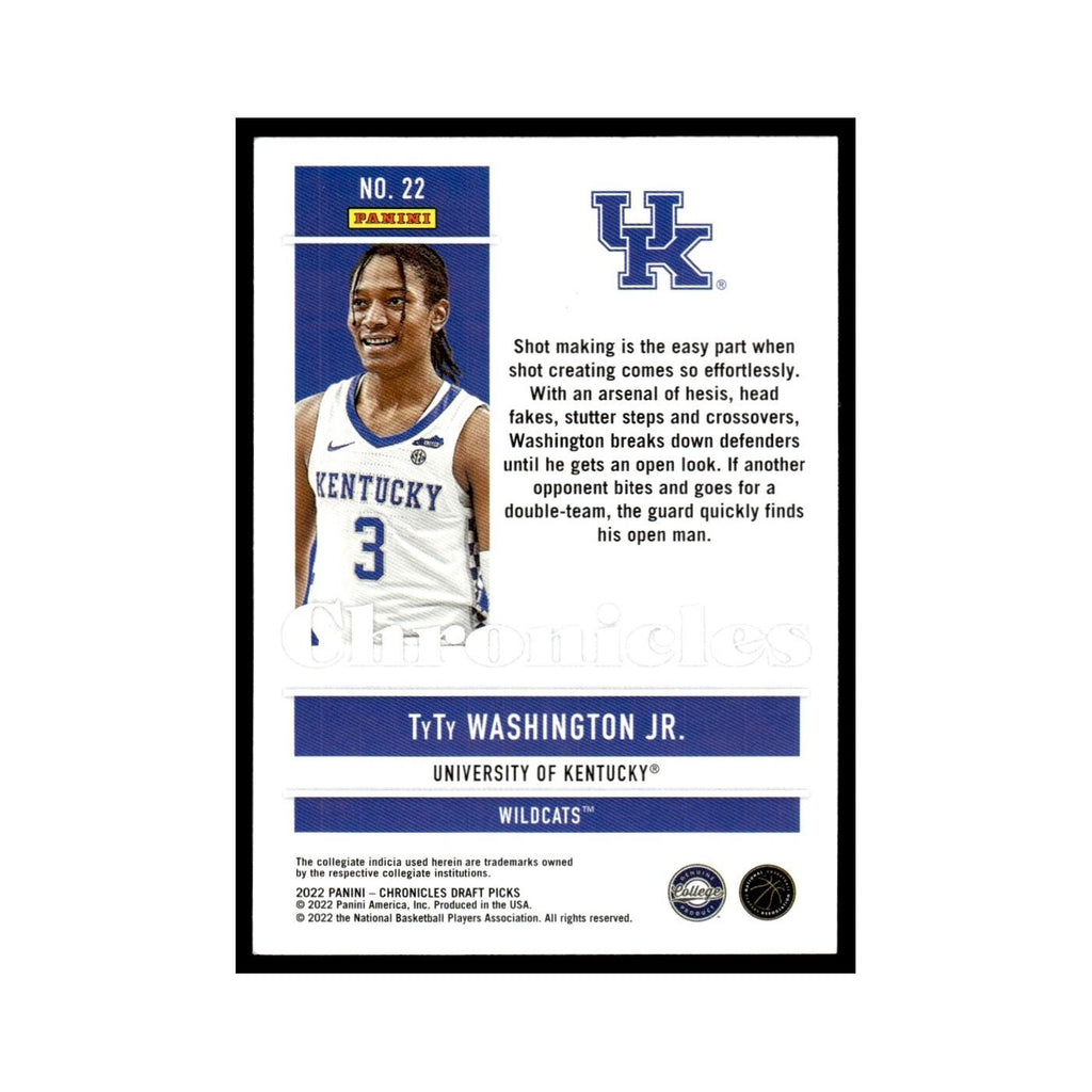 TyTy Washington Jr. Rookie 2022 Panini Chronicles Draft #22 Kentucky Wildcats NM