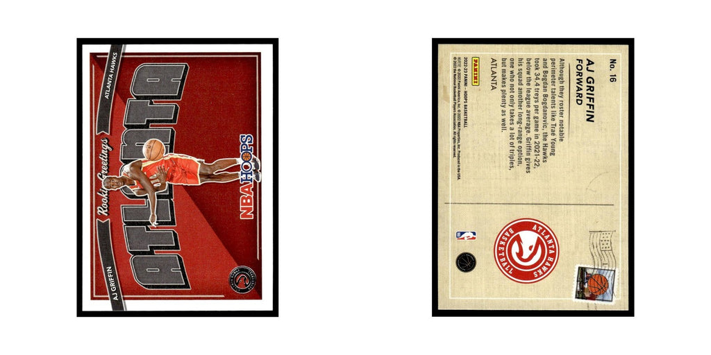AJ Griffin 2022 Hoops #16 Atlanta Hawks Basketball Card NM