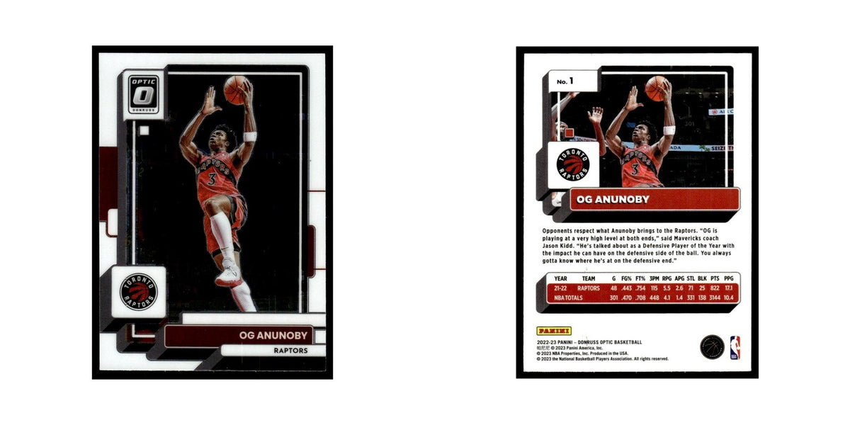 OG Anunoby 2022 Donruss Optic #1 Toronto Raptors Basketball Card NM