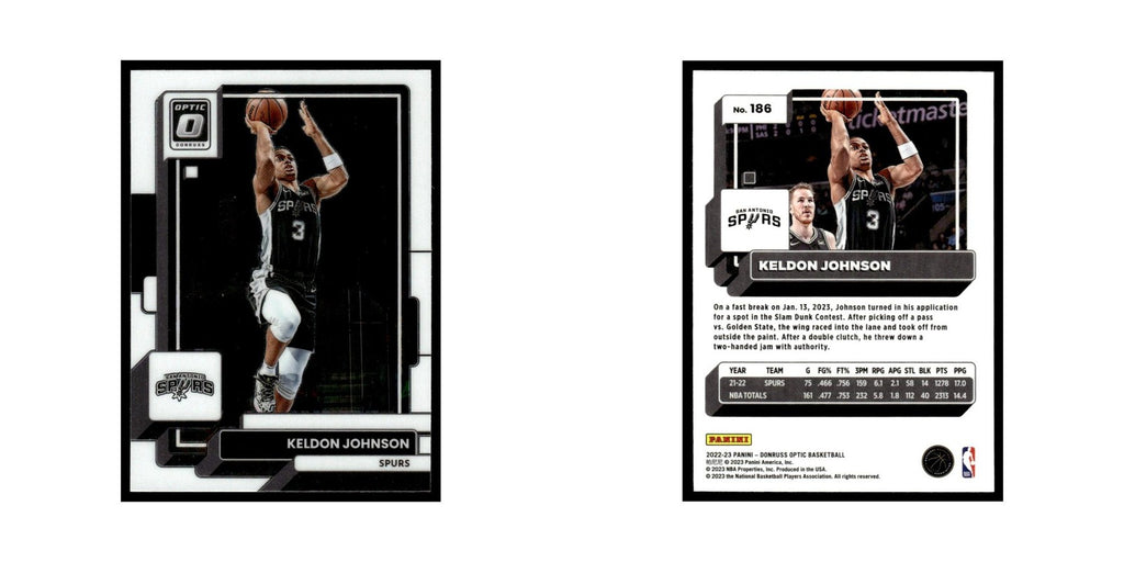 Keldon Johnson 2022 Donruss Optic #186 San Antonio Spurs Basketball Card NM